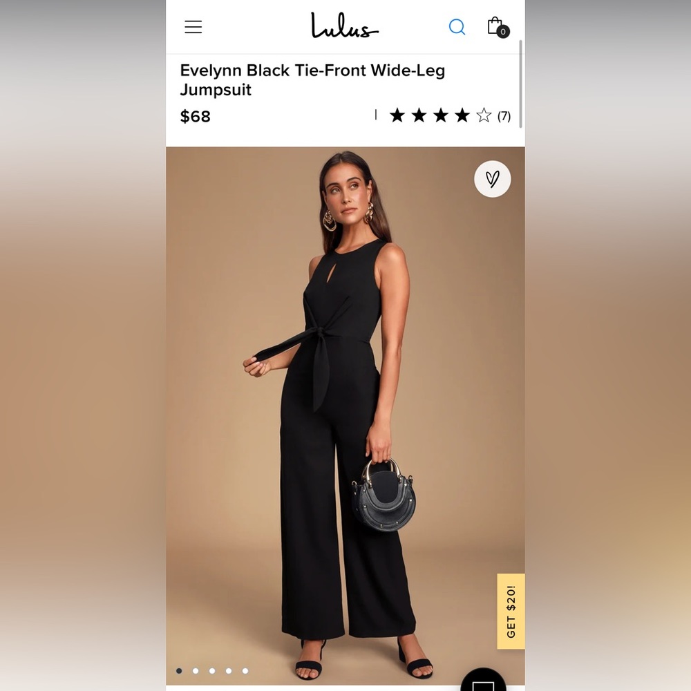Lulu’s Eveylnn Black Tie-Front Jumpsuit, S
